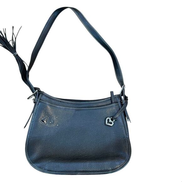 Brighton Women's Black Embroidered Heart Appliqué Shoulder Bags - Picture 7 of 11